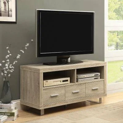 Monarch Specialties 48x22 TV Stand, Dark Taupe with 3 Drawers