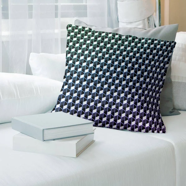 Porch & den Cleo Ombre Geometric Stripes Throw Pillow - 20 x 20 - Peacock Ombre - Cotton