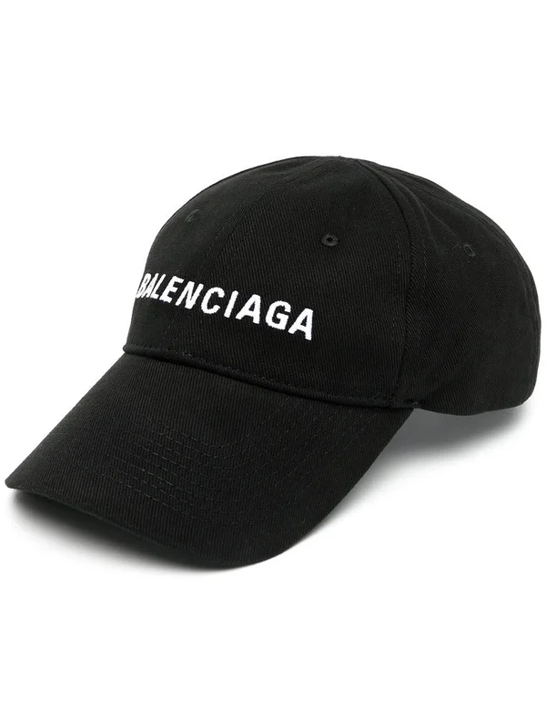 Balenciaga Embroidered Logo Baseball Hat - Black