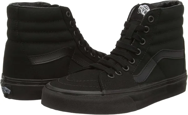 Vans Sk8-Hi Top Sneaker, Adult Unisex, Size: 4.5 M, Black Canvas/Black