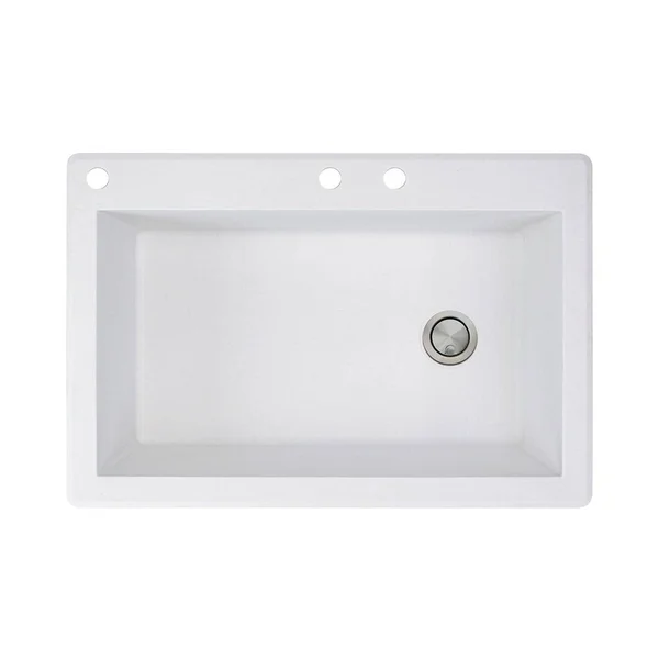 Transolid Radius Drop-in 33-in x 22-in Black Single Bowl 3-Hole Kitchen Sink - RTSS3322-09-CAD