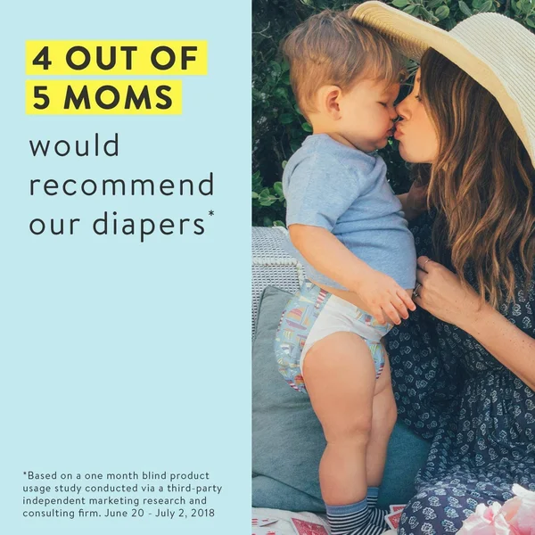 The Honest Company Super Club Box Diapers with TrueAbsorb Technology - Painted Feathers & Strawberries, Size 2, 152 Count