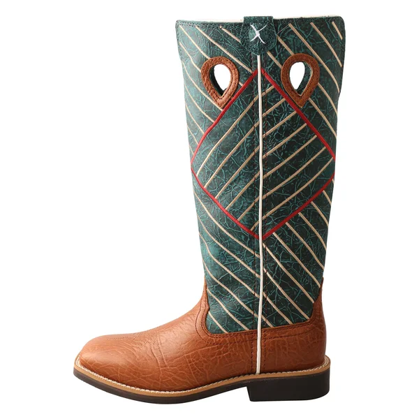 Twisted x Youth Buckaroo Boot - Cognac Bull Hide & Dark Green