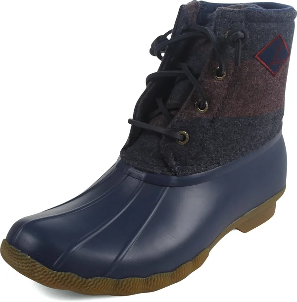 Sperry Top-Sider Saltwater Varsity Stripe Wool Boot - Women's Navy/Wine - 9.5