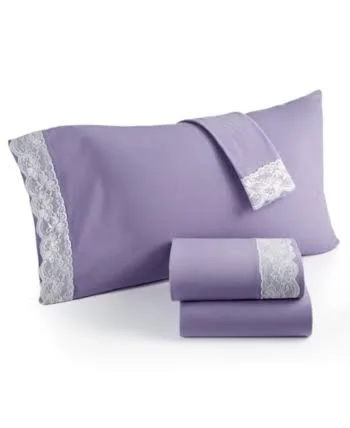 Micro Flannel Amethyst (Purple) California King Lace Edged Sheet Set