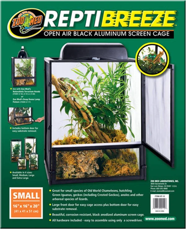 Zoo Med ReptiBreeze Open Air Aluminum Screen Cage - Black - Small