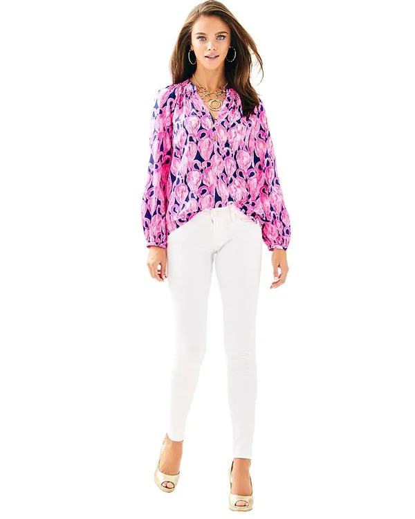 Lilly Pulitzer Elsa Top Women's Blouse Raz Berry Lobsters in Love : Xxs