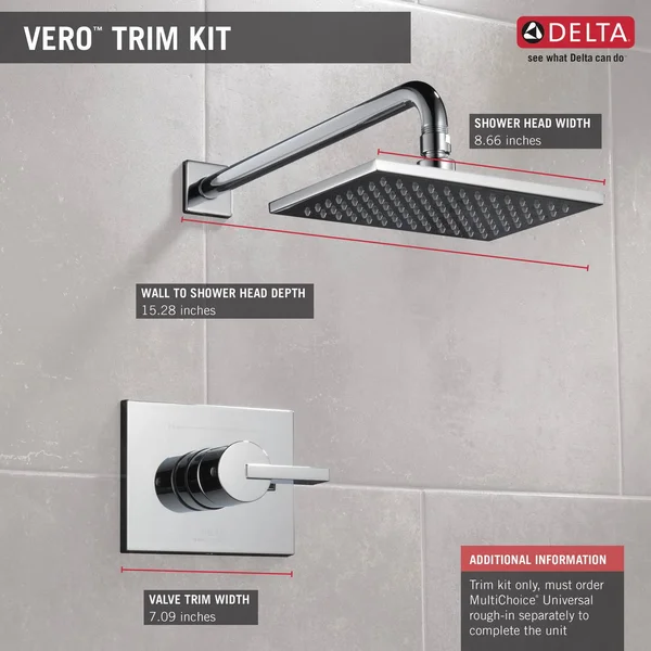 Delta T14252 Tesla Monitor 14 Series H2Okinetic Shower TRIM, Chrome