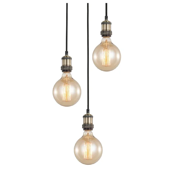 Woodbridge Lighting 18324-G125 Fulton 3 Light 15x22 Wide Multi Light Pendant Antique Brass, Brass Indoor Lighting Pendants