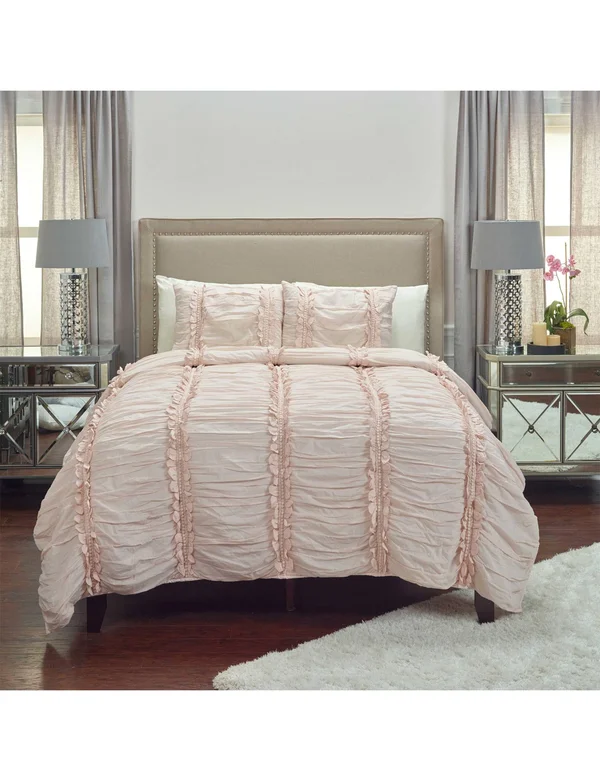 Rizzy Home Clementine Quilt, Twin, Petal Pink