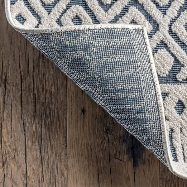 nuLOOM Tina Textured Geometric Banded Area Rug - 9' x 12' - Blue