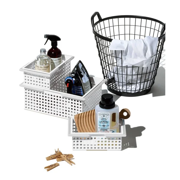 Like-it Stacking Plastic Storage Organizer Basket Tote - Gray (6 Pack)