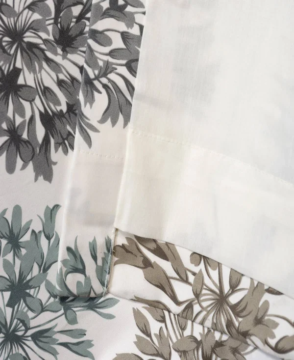 Allium Blue Gray Printed Cotton Curtain
