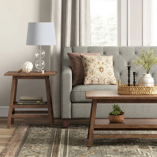 Haverhill Wood End Table Weathered Brown - Threshold