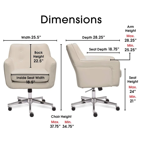 Serta Style Ashland Home Office Chair Blue Twill Fabric