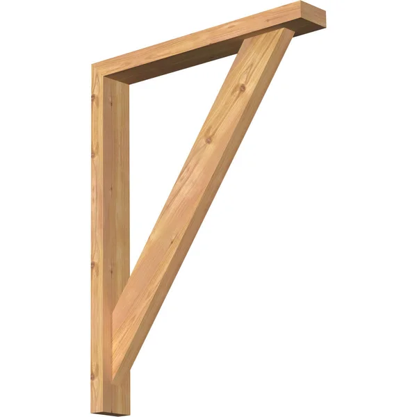 Ekena Millwork BKT0402X24X32TRA05SWR 3 1/2x22W x 24x22D x 32x22H Traditional Block Smooth Bracket w/ Offset Brace - Western Red C