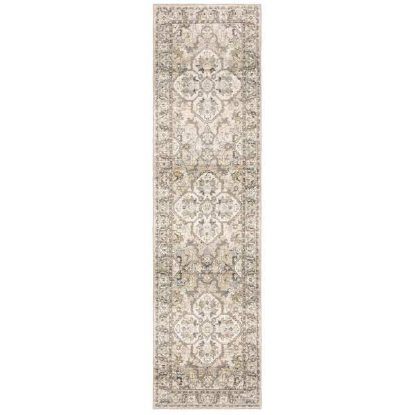 4'x6' Beige and Ivory Medallion Area Rug