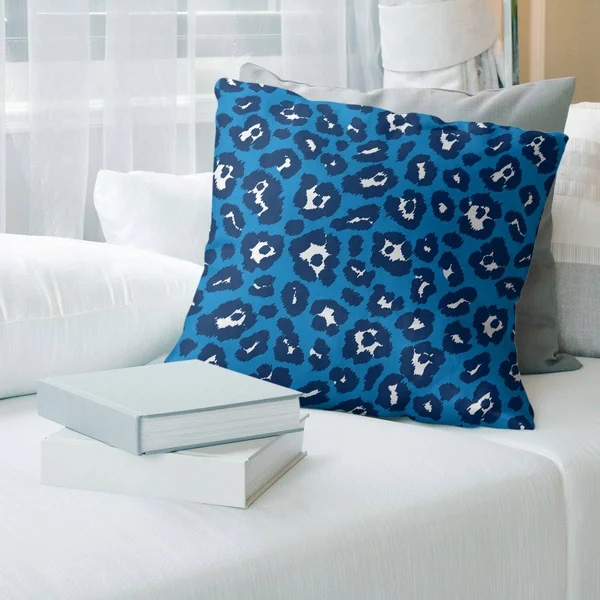 Los Angeles Flash Football Leopard Print Accent Pillow-Faux Suede - 26 x 26 - Powder Blue/White/Navy Blue