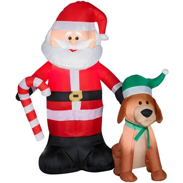 Gemmy 87868 Airblown Santa and Dog, 4'