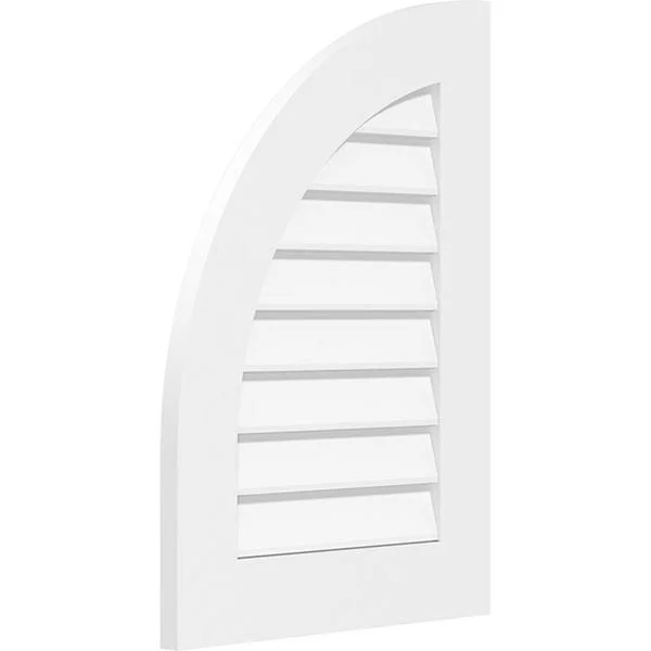 Ekena Millwork GVPQL24X3001SN 24x22W x 30x22H Quarter Round Top Left Surface Mount PVC Gable Vent: Non-Functional, w/ 3-1/2x22W