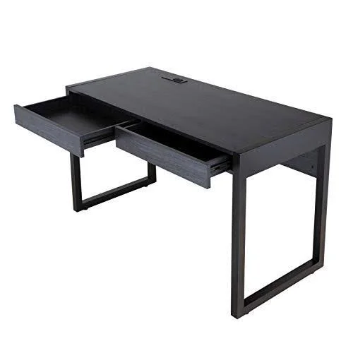 M Major-Q 99400-4827JET Tone 52x22 W Computer Desk with Two Drawers, Power Outlet, USB Ports-Sturdy Wooden Study, Home Office Wr