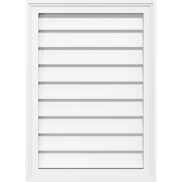 Ekena Millwork GVPVE16X1402SN 16x22W x 14x22H Vertical Surface Mount PVC Gable Vent: Non-Functional - w/ 2x22W x 1-1/2x22H Brickm