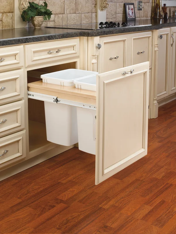 Rev-A-Shelf Double 35 Quart Top Mount Waste Container White 4WCTM-24DM2
