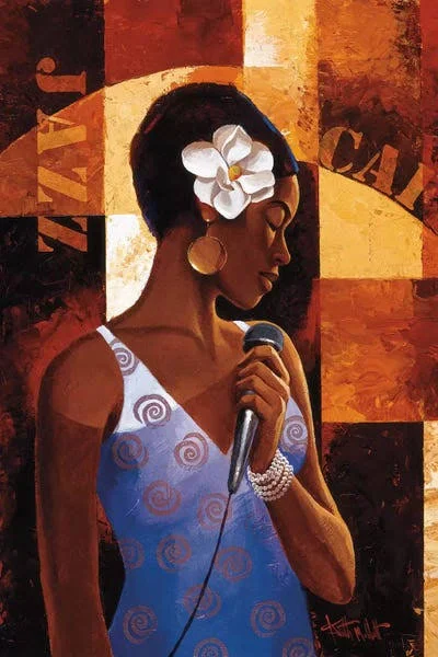 Keith Mallett Large 3-Piece Canvas Print - Jazz Cafe ( Music > Jazz Music art)