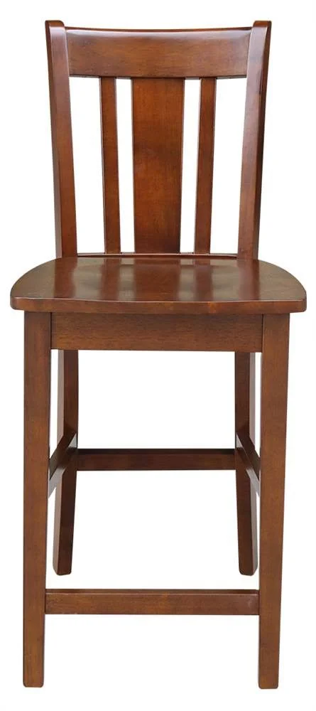 International Concepts Espresso 42x22 Round Pedestal Gathering Height Table with 2 Counter-Height Stools