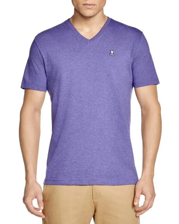 Psycho Bunny Classic V-Neck Heather Grey Men's Tee Shirt B6U100ARPC-HGY