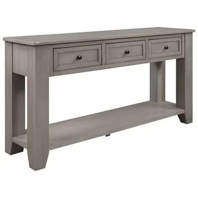 55'' Modern Console Table Sofa Table for Living Room with 3 Drawers and 1 Shelf Canora Grey Color: Gray