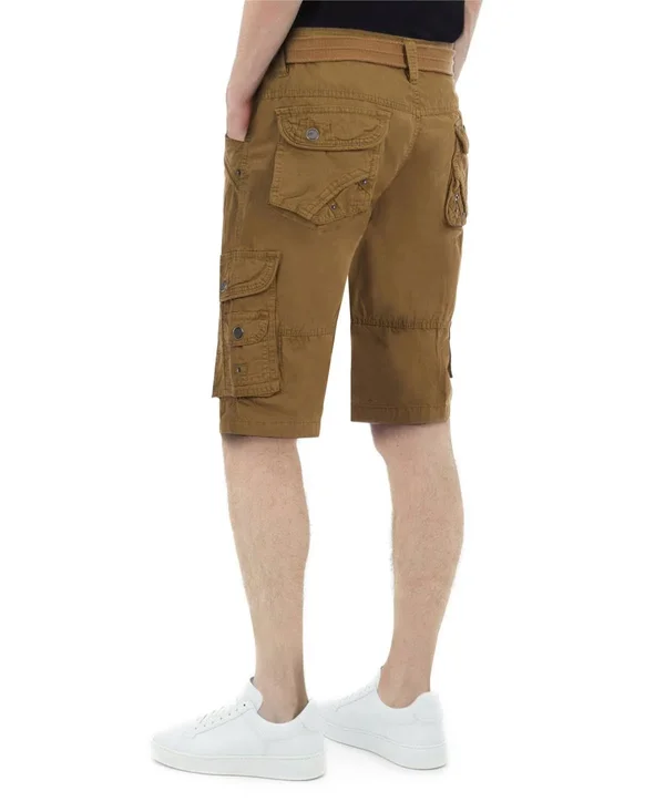 X-Ray Men's Belted Double Pocket Bermuda Cargo Shorts - Black