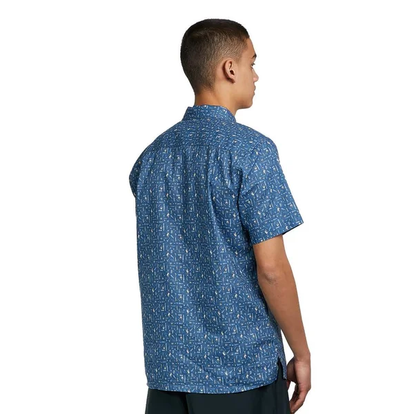 Patagonia Back Step Shirt - Swamp Stamp Multi, Pigeon Blue - S - Men