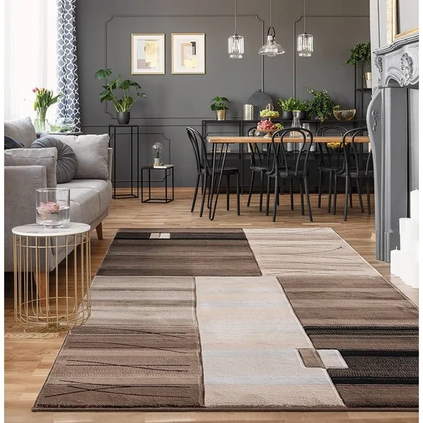 MDA Home Glamour Abstract Gray/Teal Polypropylene Area Rug - 9&6x22 x 13&10x22