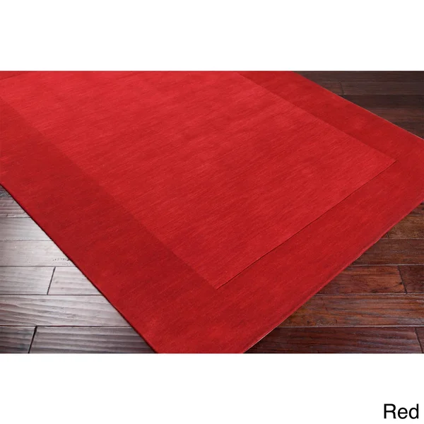 Hand-Loomed Risor Solid Bordered Wool Area Rug - 7&6 x 9&6 Red