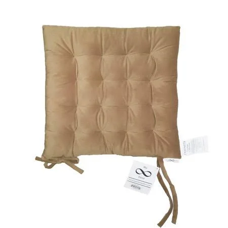 My Infinity Store 16 inch Plush Square Tufted Chair Pad/Cushions Tie-Backs (Camel Brown, 4 Piece), Size: 16 x 16 Square