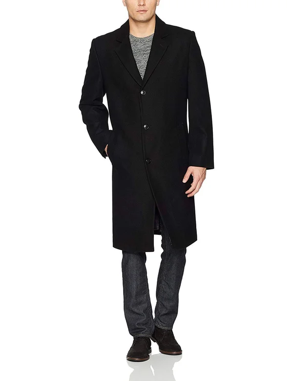 London Fog Black Deep Mens Size 40r Single Breasted Coat Wool