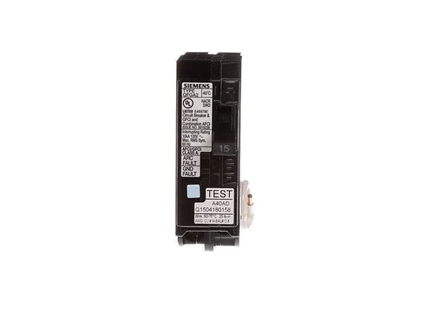 Siemens Q115DF 15-Amp AFCI/GFCI Dual Function Circuit Breaker, Plug on Load Center Style