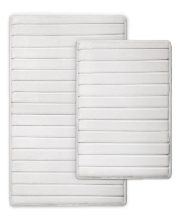 Microdry Charcoal-Infused 2-pc. Memory Foam Bath Mat Set - White