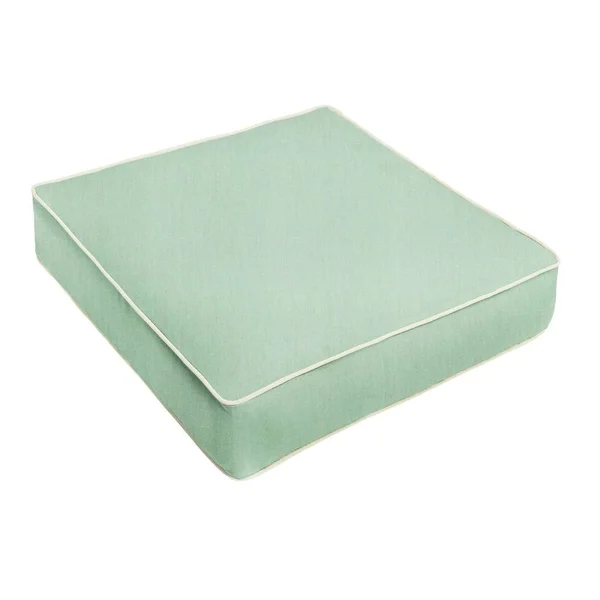 Humble and Haute Sunbrella Canvas Spa - Canvas Natural Corded Indoor/ Outdoor Chair CUSHION, Size: 23 in W x 25 in D, Green