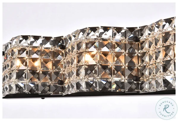 Ollie 4 Light Bath Sconce in Black with Clear Crystals LD7017BK