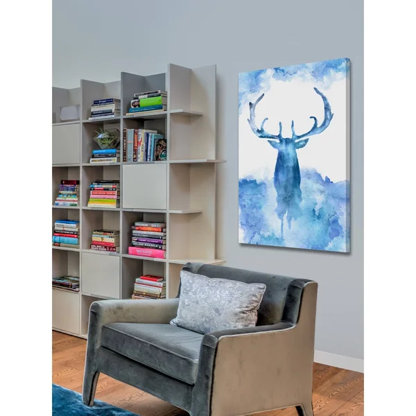 Marmont Hill - Blue Moose Painting Print on Wrapped Canvas - Blue