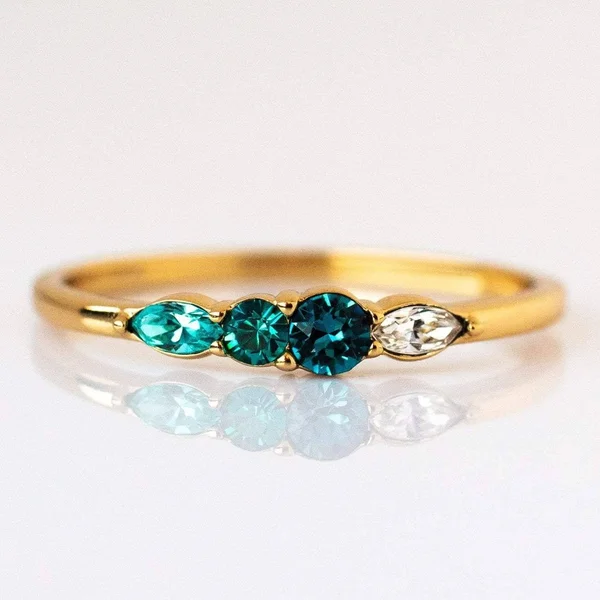 Dainty Princess Birthstone Ring in Gold, 4, December