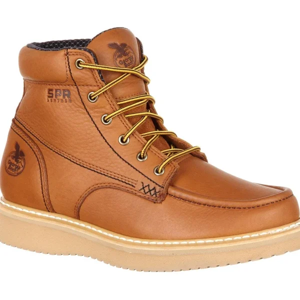 Men's Georgia Boot GB00177 6 inch Moc-Toe Wedge Work Boot - Gold