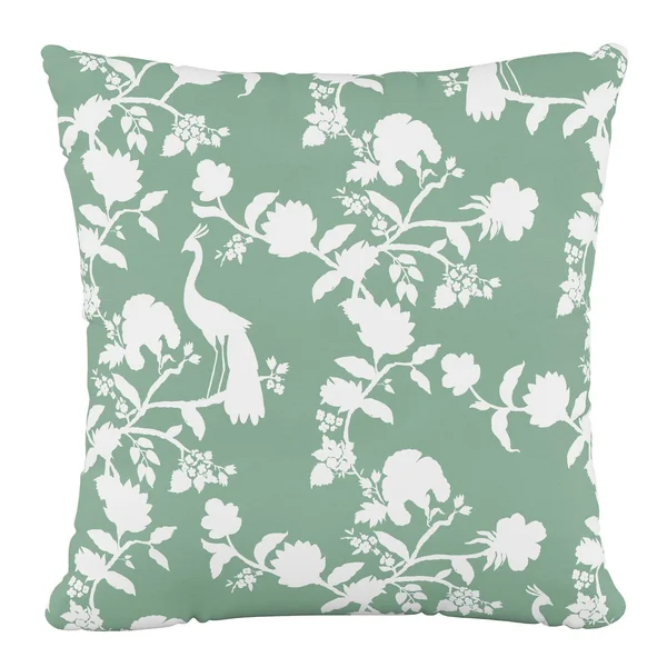 Skyline Furniture Peacock Silhouette Square Throw Pillow in Green