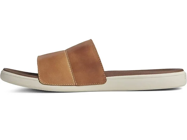 Sperry Plushwave Dock Leather Slide Men's Shoes Tan : 7 M (D)