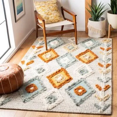 Macy Southwestern Handmade Tufted Wool Gray/Light Blue Area Rug Mistana Baby & Kids Rug Size: Rectangle 6& x 9&