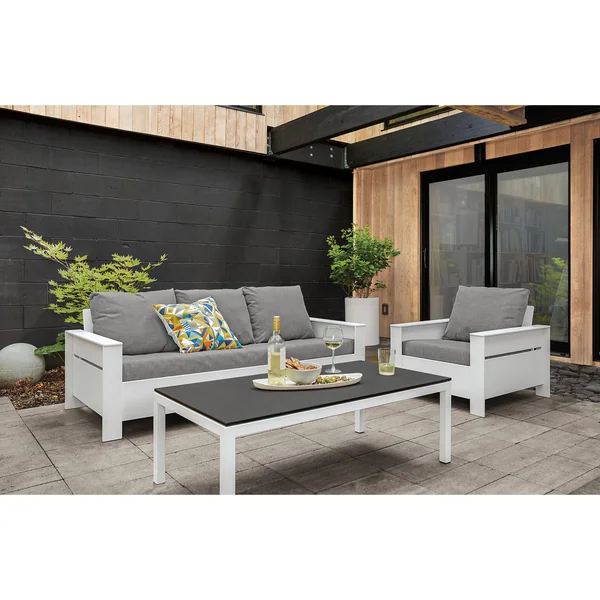 Room & Board - Modern Parsons Outdoor Coffee Table w/ 1x22 Leg 18d 18W 16h in Orange, Orange Recycled HDPE Top w/ Ocean Blu