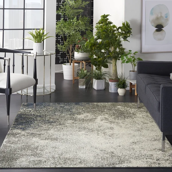 Nourison Passion PSN10 Area Rug, Charcoal/Ivory, 5&3x22 Round