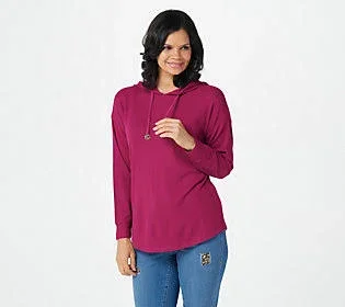 Belle by Kim Gravel Baby Waffle Logo Hoodie with Smile Hem - Size Medium, Wine Berry